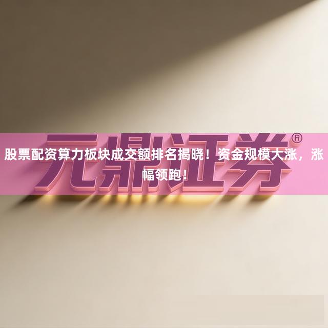 股票配资算力板块成交额排名揭晓！资金规模大涨，涨幅领跑！