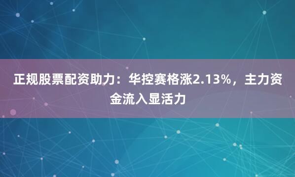 正规股票配资助力：华控赛格涨2.13%，主力资金流入显活力