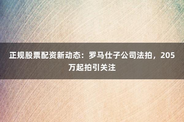 正规股票配资新动态:罗马仕子公司法拍,205万起拍引关注
