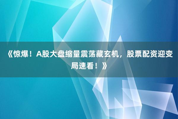 《惊爆！A股大盘缩量震荡藏玄机，股票配资迎变局速看！》