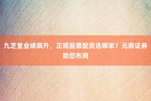 九芝堂业绩飙升,正规股票配资选哪家?元鼎证券助您布局