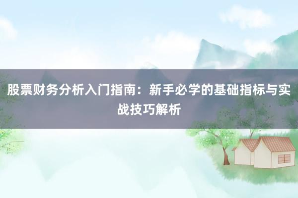 股票财务分析入门指南：新手必学的基础指标与实战技巧解析
