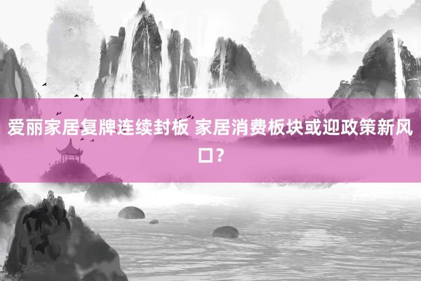 爱丽家居复牌连续封板 家居消费板块或迎政策新风口？