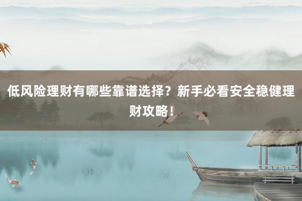 低风险理财有哪些靠谱选择？新手必看安全稳健理财攻略！