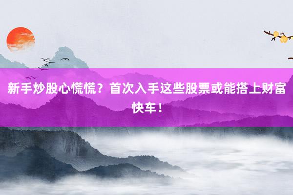 新手炒股心慌慌?首次入手这些股票或能搭上财富快车!