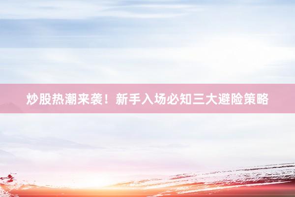 炒股热潮来袭！新手入场必知三大避险策略