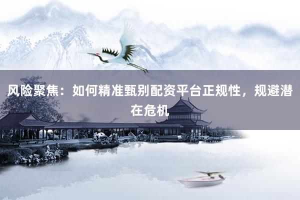 风险聚焦：如何精准甄别配资平台正规性，规避潜在危机