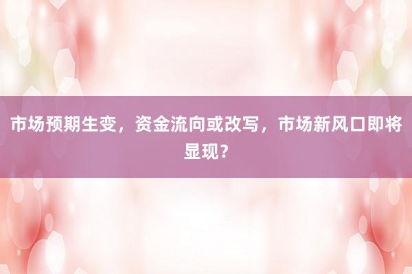 市场预期生变，资金流向或改写，市场新风口即将显现？